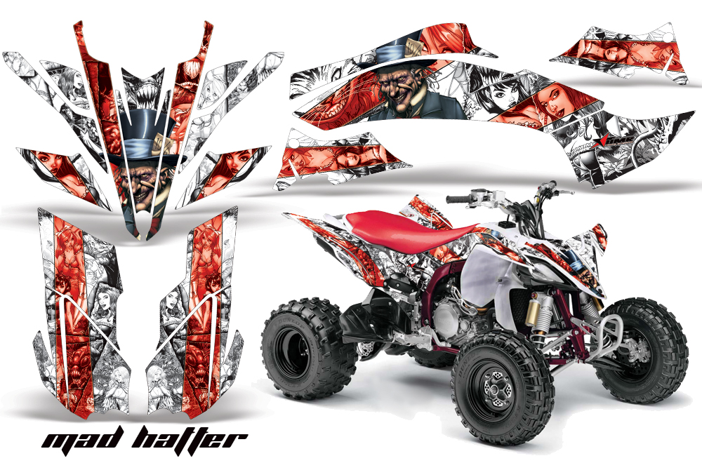 Yamaha YFZ450 2009 Graphics MadHatter WhiteRedstripe